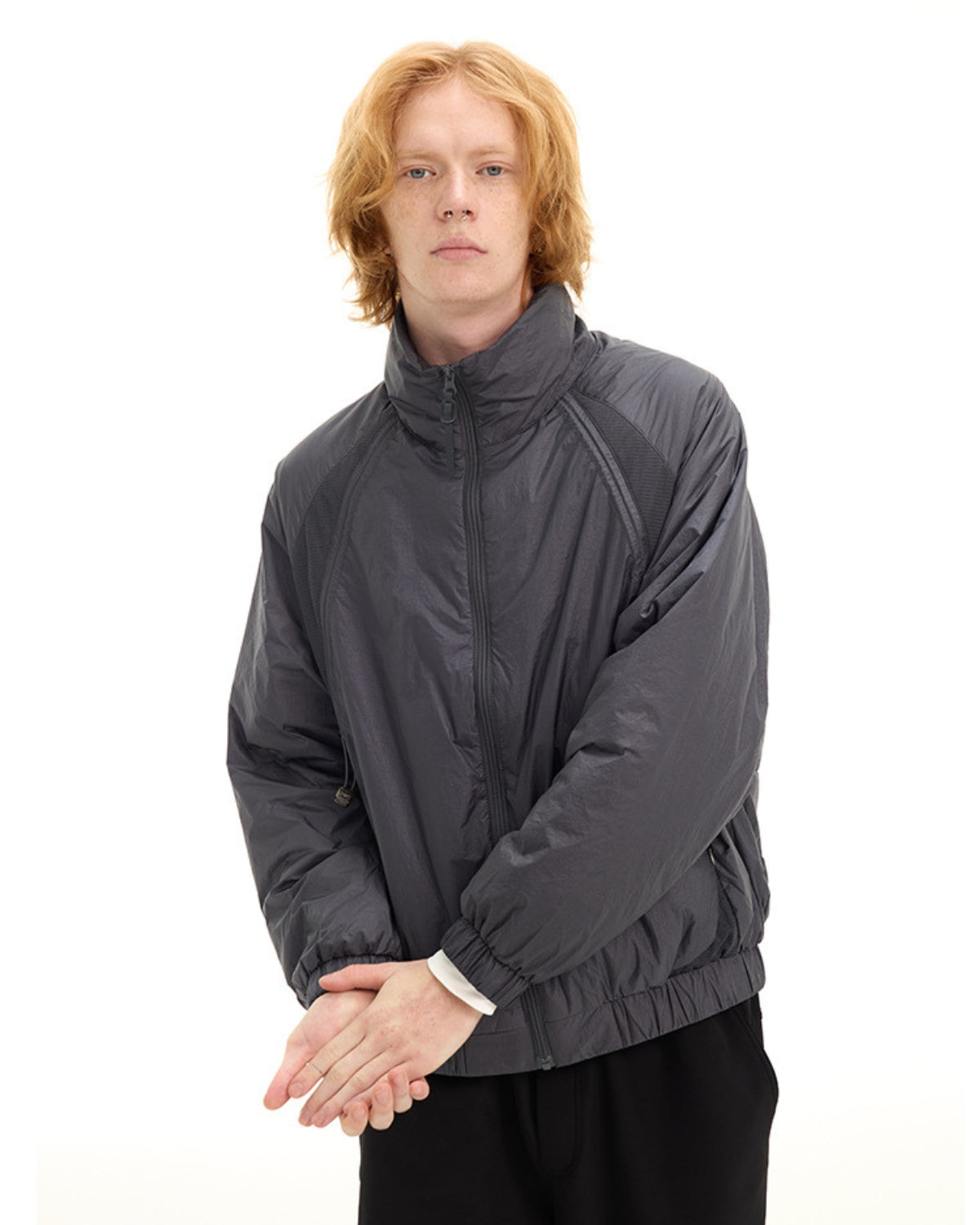 High-Neck Windbreaker Jacket