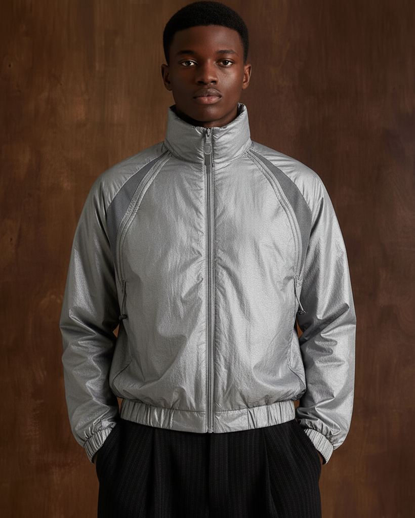 High-Neck Windbreaker Jacket