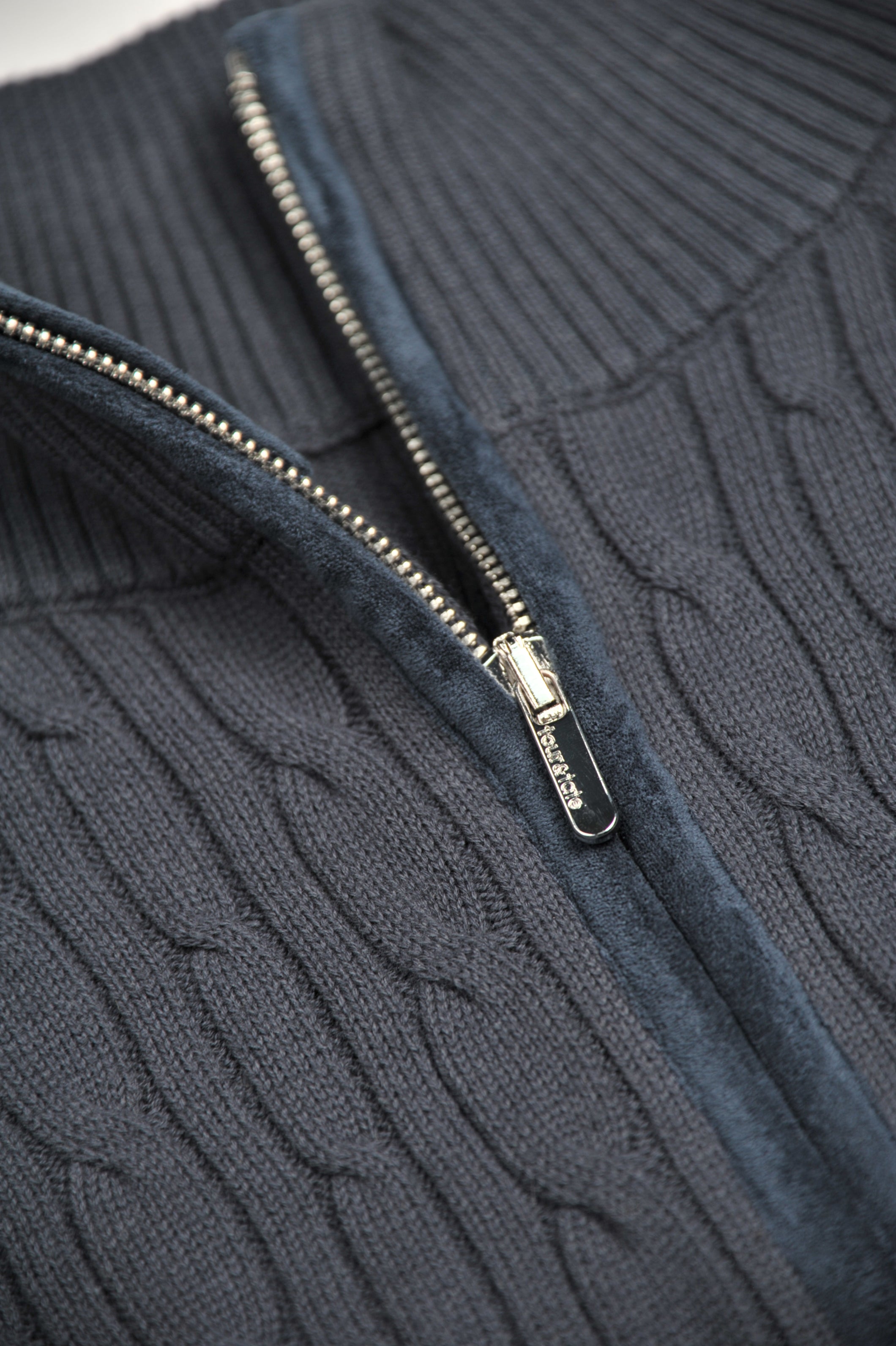 Blue Cable Knit half-zip Sweater