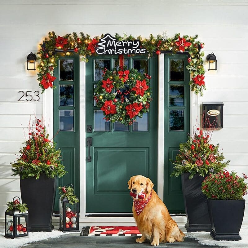 Adjustable Christmas Garland Hanger for Front Door – No Drill, Stainless Steel Design