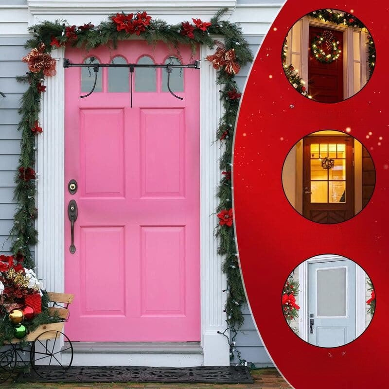 Adjustable Christmas Garland Hanger for Front Door – No Drill, Stainless Steel Design