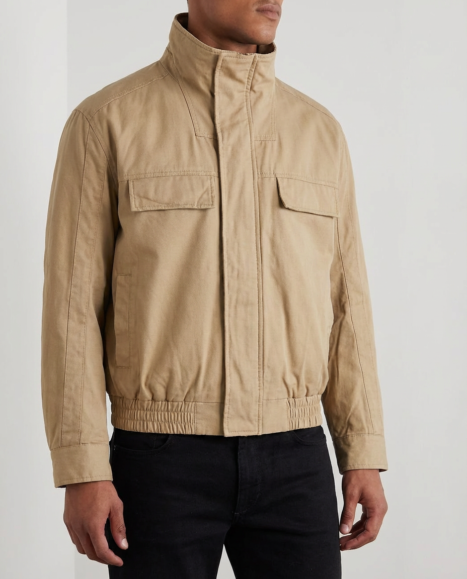 High‑Neck Utility Cotton Jacket
