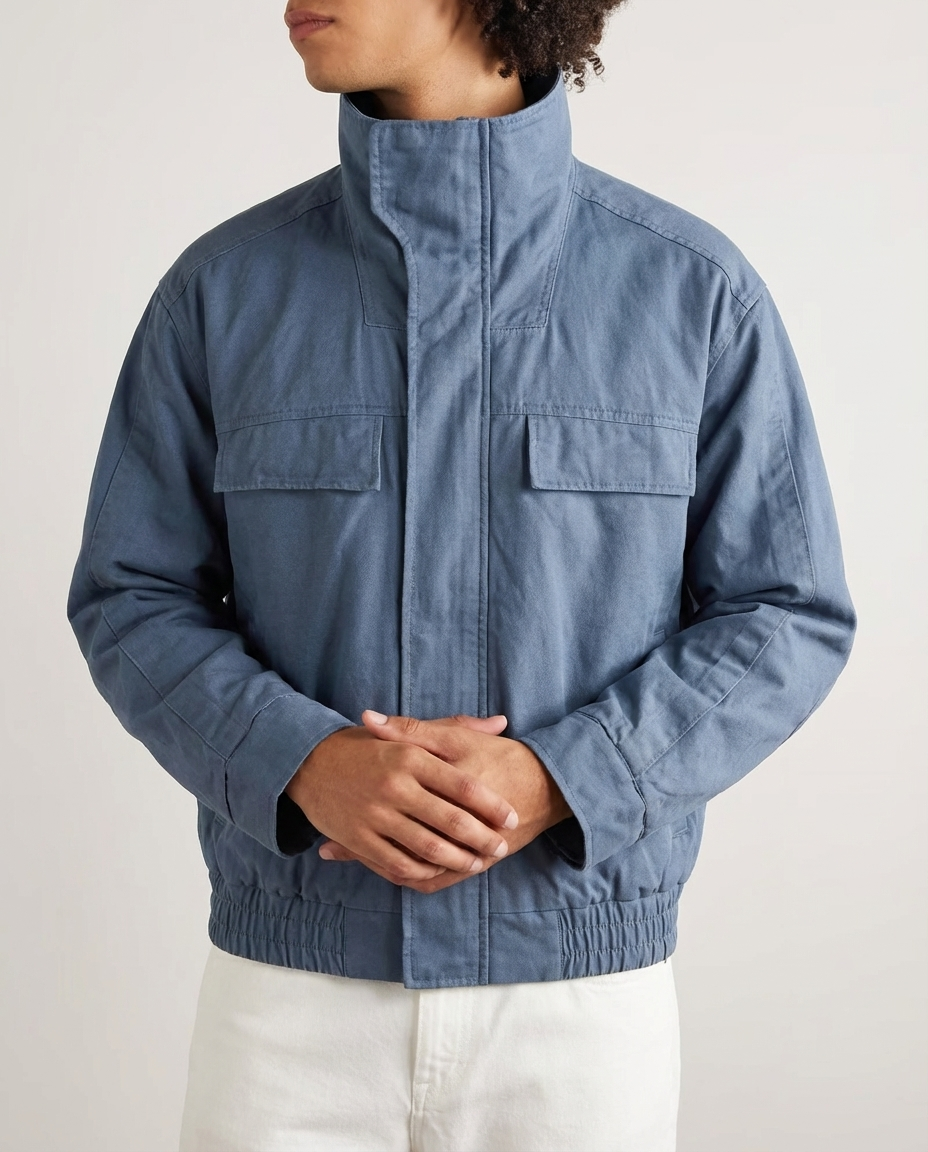 High‑Neck Utility Cotton Jacket
