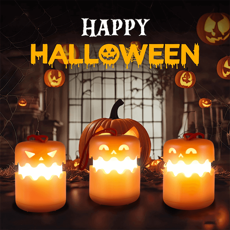 Halloween Pumpkin Lantern, Collapsible Jack-O-Lantern LED Decoration