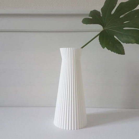 White Pleated Vase – Minimalist Home Décor